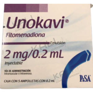 UNOKAVI 2MG/0.2ML SOL INY C/5 AMP (FITOMENADIONA)