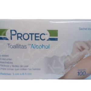 TOALLITAS CON ALCOHOL 3CMX6.5CM C/100 PZ PROTEC