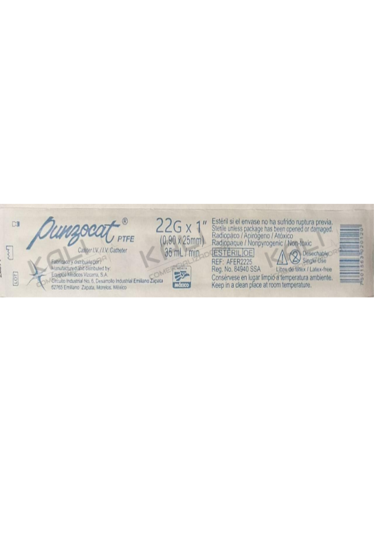 CATETER PUNZOCAT AZUL 22GX1 (0,90X 25MM)